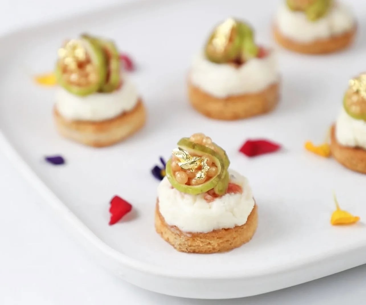 Cold canapés beautifully presented for luxury Dubai event catering