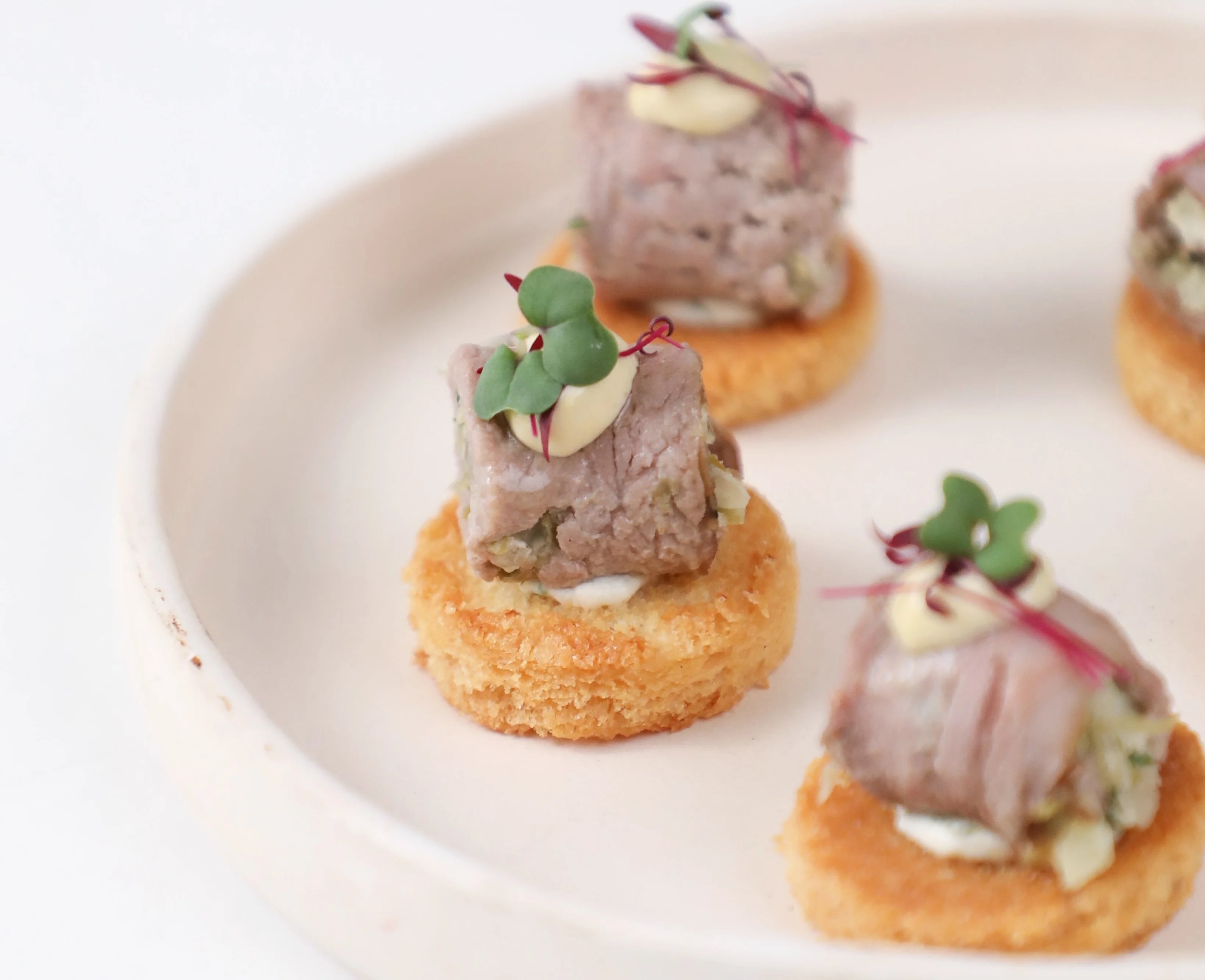 Hot canapés beautifully presented for luxury Dubai event catering